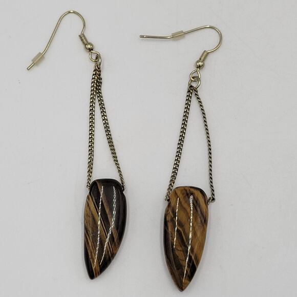 Women's Arrowhead Drop Dangle Earrings Tiger Eye Wire Hook Fashion Jewelry - Picture 2 of 5